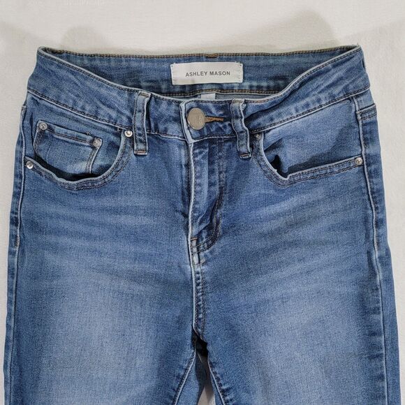 ASHLEY MASON Blue Skinny Girl's Junior Jeans Size 3 Dark Wash Stretch Denim - Picture 2 of 9